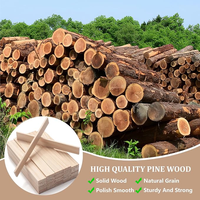 Wood Strips Trim Slats for Wall, Wooden Dowels for Crafts 1/8" × 3/4" × 6" - Image 5