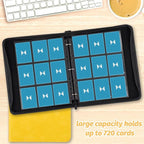 GERMUN 3 Ring 9 Pocket Zipper Card Binder, 720 Double Sided Standard PU Trading - Image 7