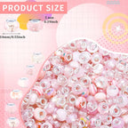 200Pcs Large Hole Beads Spacer Beads Pink Assorted European Craft Big Beads - Image 2