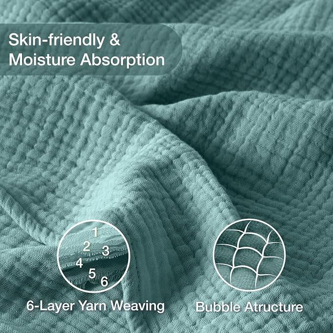 100% Cotton Muslin Blanket Twin XL 66" x 90", Breathable and Cooling Bed - Image 5