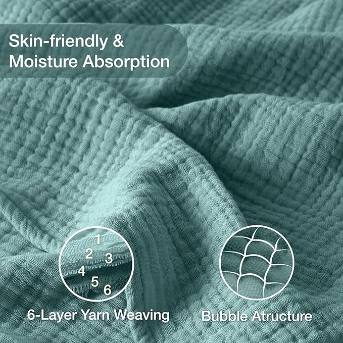 100% Cotton Muslin Blanket 50" x 60", Breathable and Lightweight Cotton Throw - Image 5