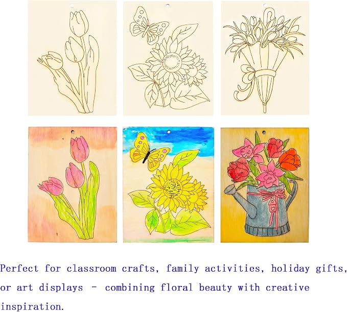 Piatoeke 16PCS 5.9×4.7in Unfinished Wood Craft to Paint, Fun Things to Paint - Image 5