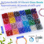 XSEINO About 1200+ PCS 6mm Golden Silk Style Glass Beads Bracelet Making Kit - Image 3