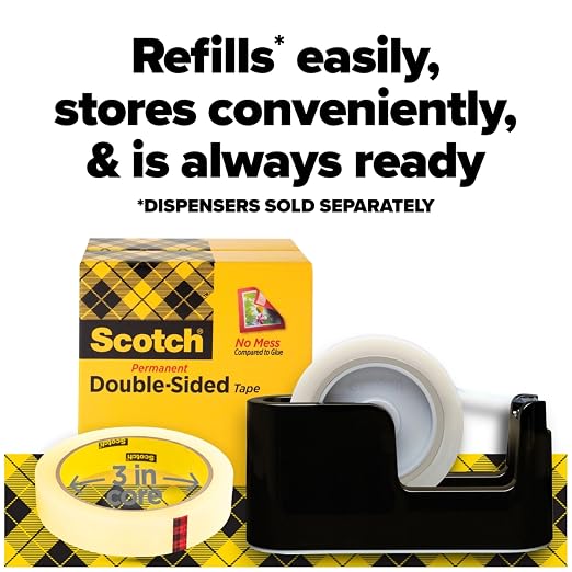 Scotch Double Sided Tape, 0.50 in. x 1296 in., 2 Tape Refill Rolls | Office and - Image 6