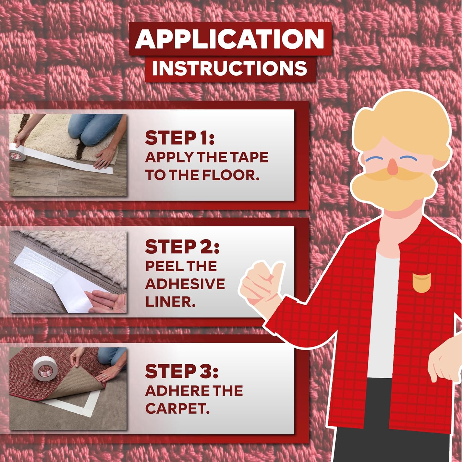 XFasten Double Sided Carpet Tape for Area Rugs, 2 Inch x 10 Yards 1-Inch Core – Heavy Duty Anti Slip Rug Grip Tape, Works as Rug Gripper, Wood Safe, Easy Removal for Hardwood and Laminate Floors