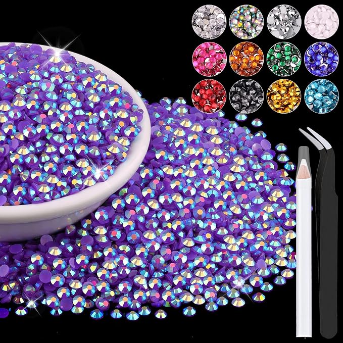 12000PCS 2mm Resin Jelly Rhinestones in Bulk, Bedazzling Flatback Crystals by BELLEBOOST
