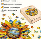 Wooden Sunflower Puzzles Adults, Flower Shaped Wood Puzzle 245 Pieces, Oil - Image 2
