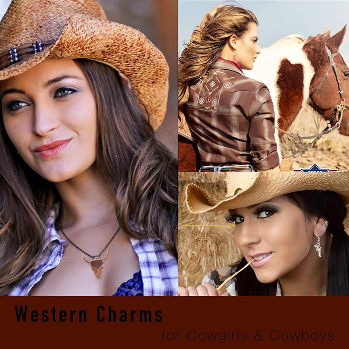 Western Cowboy & Cowgirl Charms, Boot Gun Hat Horse Cactus Trinkets - Image 6