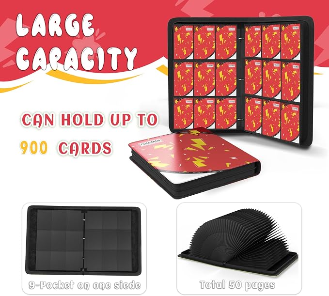 Trading Card Binder 9 Pocket, Card Binder 900 Pockets, Card Book Holder Cards - Image 4