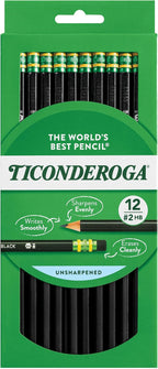 Ticonderoga Wood-Cased Pencils, Unsharpened, #2 HB Soft by Ticonderoga