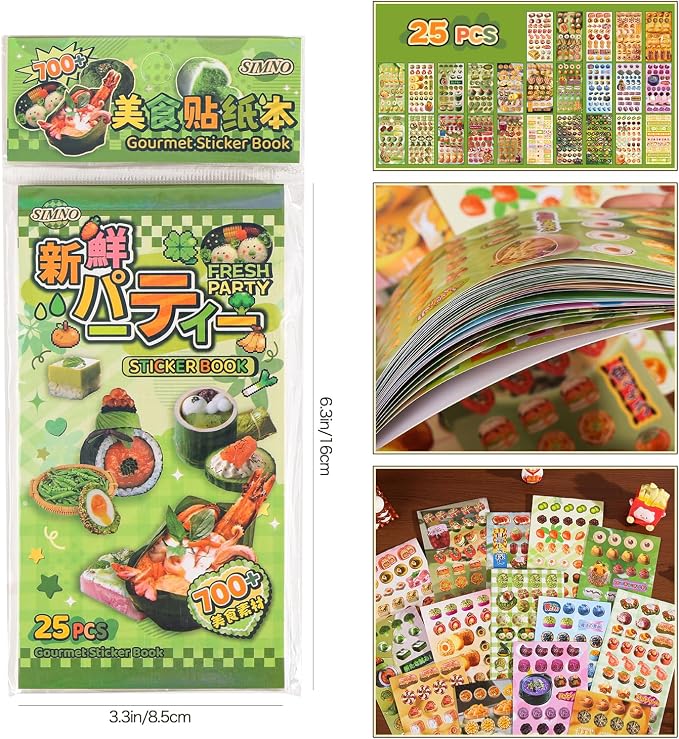 Girl's Japanese Retro Sticker Book, Food and Daily Life Theme - Image 3