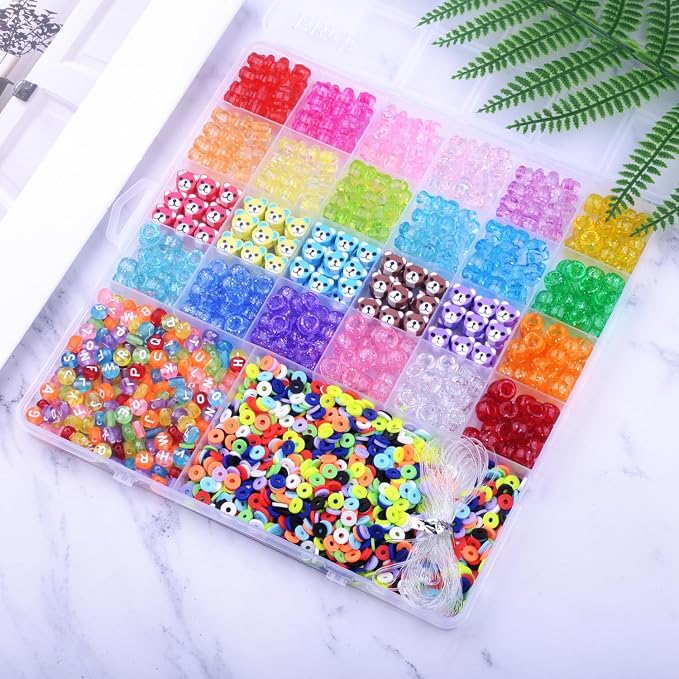 BBita 2480pcs Acrylic Bear Polymer Clay Beads Charms - Image 3