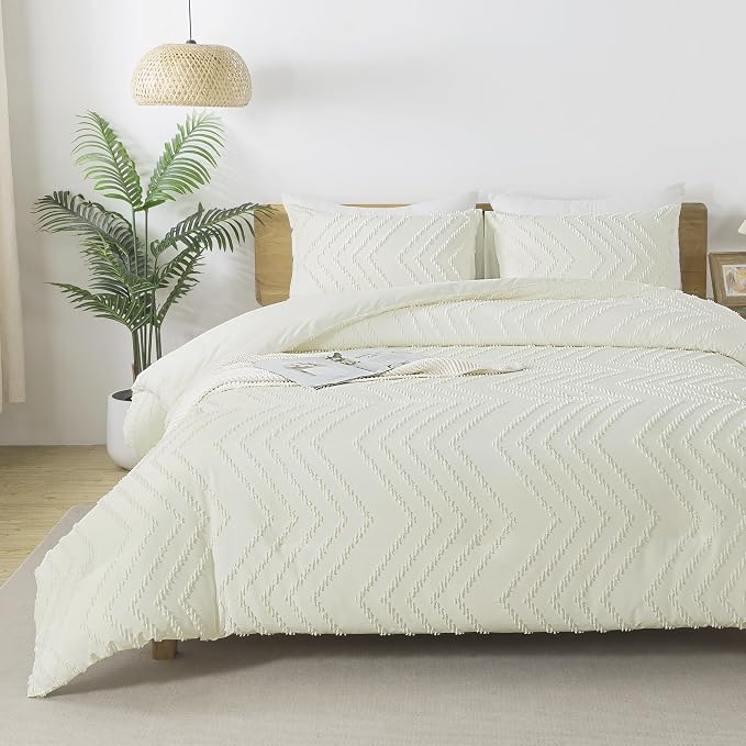 Andency Ivory Comforter Set Queen Size, Boho Soft Warm Tufted Bedding Comforter - Image 6