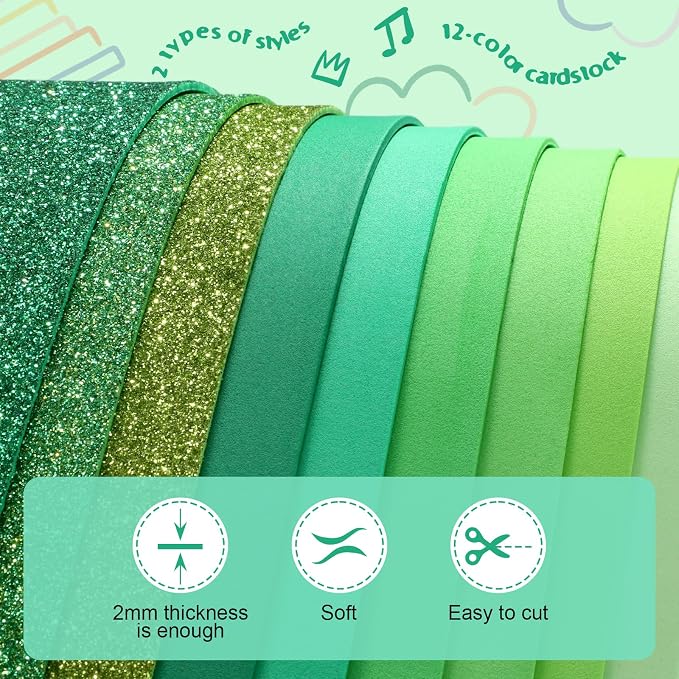 Feifeiya 48 Pack EVA Foam Sheets 8 x 12 Inch, 12 Glitter Sparkle Foam Sheet 36 - Image 3