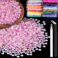 5000pcs 2mm Resin Rhinestones Bulk, Light Pink AB Flatback Round Jelly by BELLEBOOST