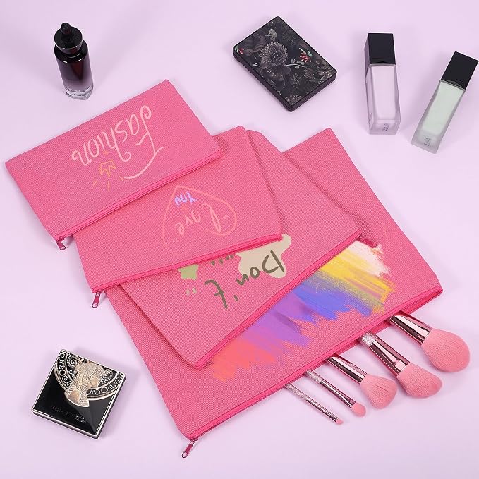 12 Pieces Cotton Canvas Makeup Bag, Blank DIY Craft Bag - Image 3