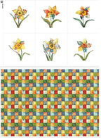 Daffodil Patchwork Cotton Fabric Panel – 6 Designs + Bonus Patchwork Sheet by FabricsTown