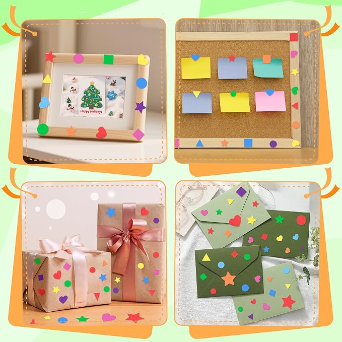 1600Pcs Foam Stickers, 8 Colors Foam Shape Stickers - Image 5