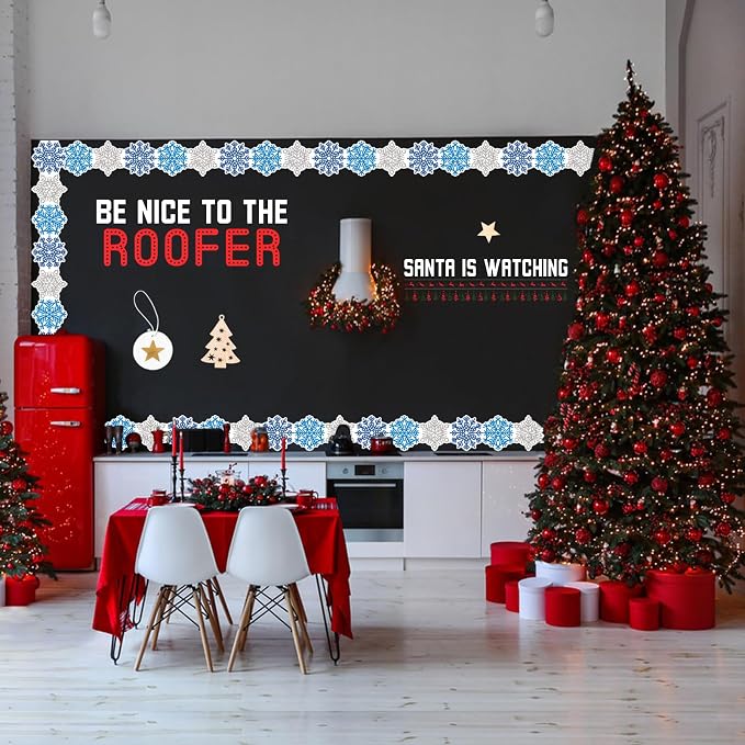 69 Feet Winter Snowflake Bulletin Board Borders, Shine Scalloped Borders - Image 5