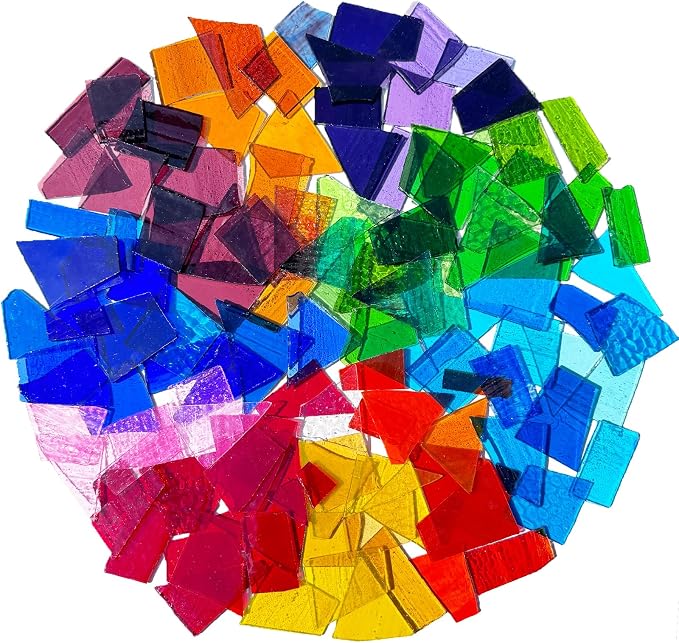Colorful Stained Glass Scraps, Transparent Glass Mosaic Tiles by PALJOLLY