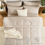 CozyLux Full Size Comforter Set Wheat, 7 Pieces Bed in a Bag, Wheat Comforter - Image 2