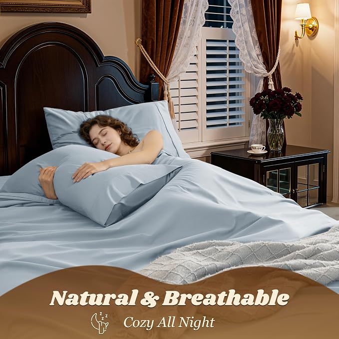 LBRO2M 1000 Thread Count 100% Egyptian Cotton Sheets Set King Size, 4 Piece - Image 5