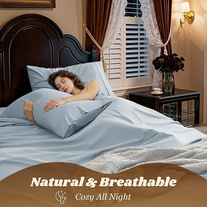 LBRO2M 1000 Thread Count 100% Egyptian Cotton Sheets Set Full Size, 4 Piece - Image 5