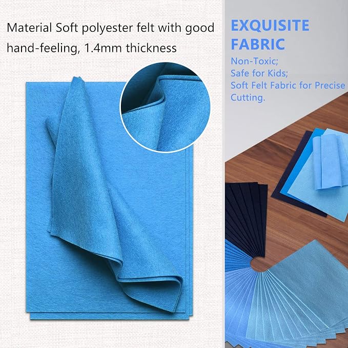 Jtnohx Soft Felt Sheets, 8x12 inches Assorted Craft Felt Fabric, 1.4mm Thick - Image 4