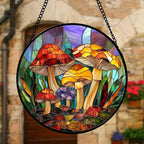 DASTOLL Stained Glass Window Hanging, Jungle Mushrooms Sun Catchers Diamond - Image 4