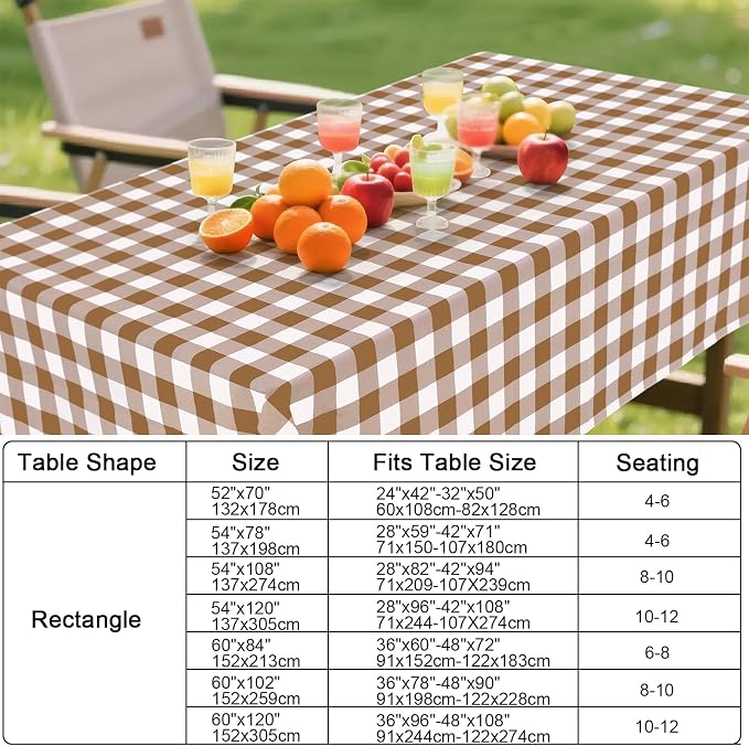 Smiry Rectangle Table Cloth, Waterproof Vinyl Tablecloth - Image 7