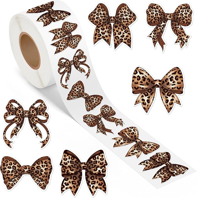 Trendy Cheetah Bow Stickers by DSjuedui