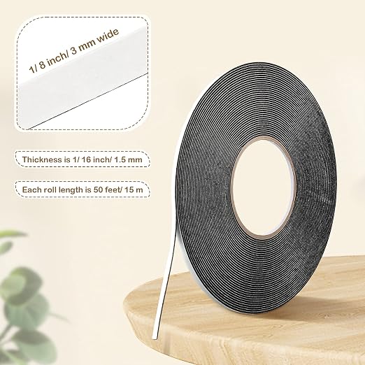 Tatuo 2 Rolls Double Sided Foam Tape 1/8 Inch by 50 Feet Black PE Foam Tape - Image 3