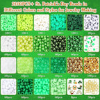 UPINS St Patricks Day Bracelet Kit Shamrock Green Beads - Image 2
