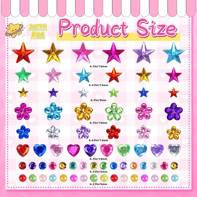 2078PCS Gem Stickers Large Rhinestone Stickers Self Adhesive Acrylic Gems DIY - Image 2
