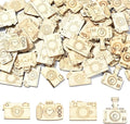 100 Pcs Unfinished Wood Cutouts Camera Wood Shapes Blank Wooden Paint Crafts by URURLIFEHALL