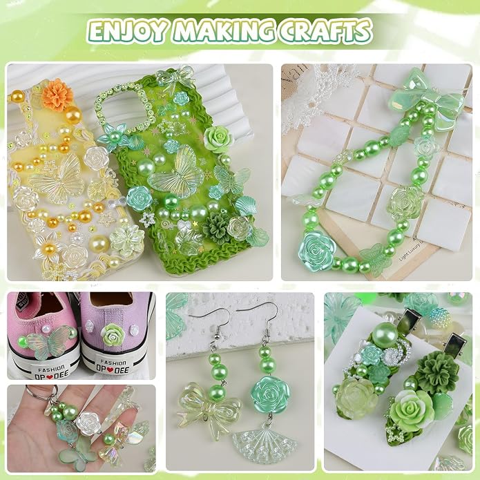 350 Pieces 3D Resin ABS Colorful Rose Flower Bows Butterfly Charms - Image 8