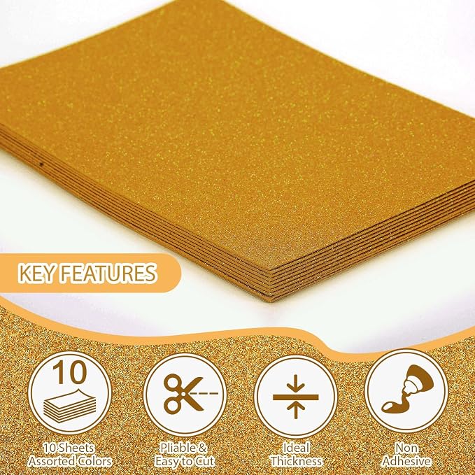 10 Pack Glitter Foam Sheets Craft 8 x 12 inch | Sparkles Foam Paper - Image 3