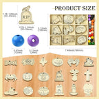 54 pcs Mixed Styles Halloween Theme Unfinished Wood Cutout Charms Cross Spider - Image 2