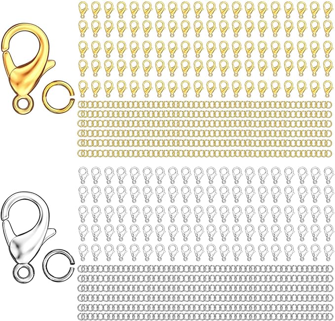 MKCYD 700Pcs Lobster Claw Clasps and Open Jump Rings Set, 14K Gold and Silver by MKCYD