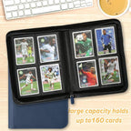 4 Pocket Ringless Side Loading Trading Card Binder, 160 Cards PU Fixed Page - Image 7