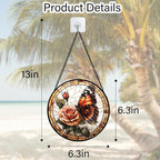 DASTOLL Stained Glass Window Hanging, Butterfly Picking Flowers Suncatcher - Image 7