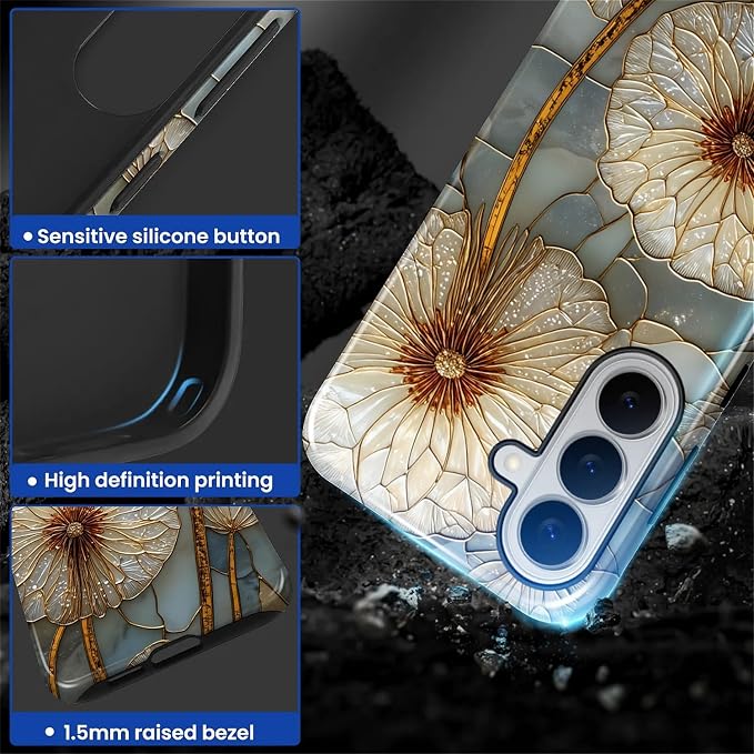 for Samsung Galaxy S26 Case, Dandelion Stained Glass Pattern Glossy 2 in 1 - Image 4