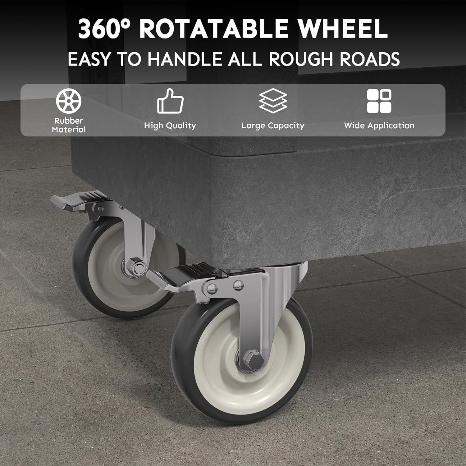 Utility Cart on Wheels, 1000 lbs Capacity Rolling Service Cart, 34 x 17 Inch Work Carts, 2 Shelf Heavy Duty Plastic Tool Cart, Lipped Shelves, for Warehouse, Garage, Cleaning, Gray