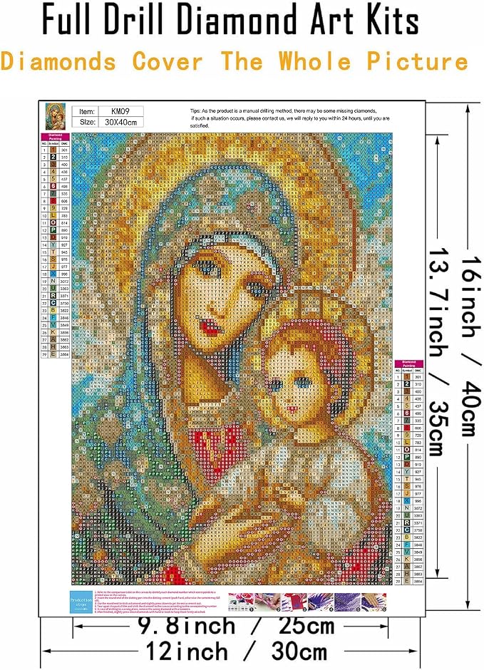 CHWGLFGG 5D Diamond Art Kits for Adults Beginners, 3 Pack Virgin Mary Diamond - Image 5