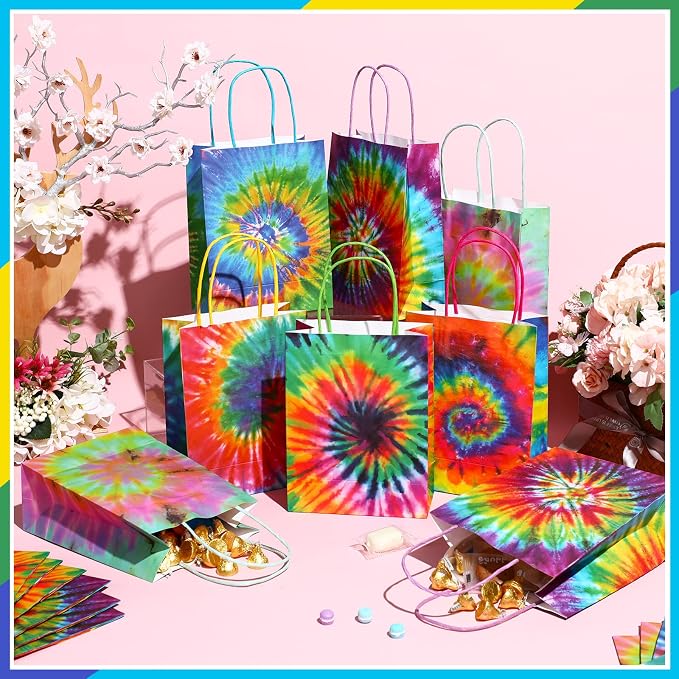TaoBary 24 Pcs Tie Dye Party Favor Bags Camouflage Treat Goodie Retro Gift Bags - Image 2
