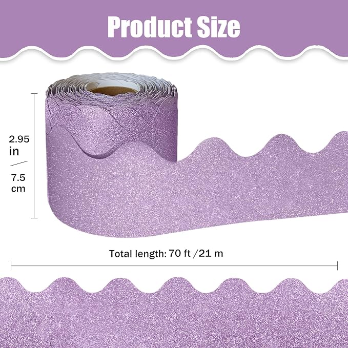 70Ft Shine Bulletin Board Borders，Scalloped Poster Boards Decorations Trim - Image 2