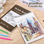 4 Pack Small Sketch Books, 5.5 x 8.5 Inch Mini Sketchbook, 68lb/100gsm Spiral - Image 7