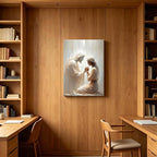 Framed Jesus and Praying Woman Canvas Wall Art -, Divine Mercy Savior Painting - Image 7