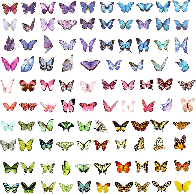 COMNICO Butterfly Stickers PET Waterproof Transparent Colorful Resin Decals - Image 2