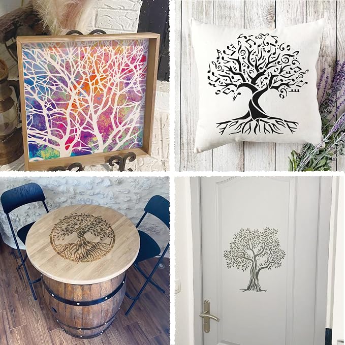 14 Inch Large Tree Stencils for Painting on Wood Crafts Reusable Tree of Life - Image 3